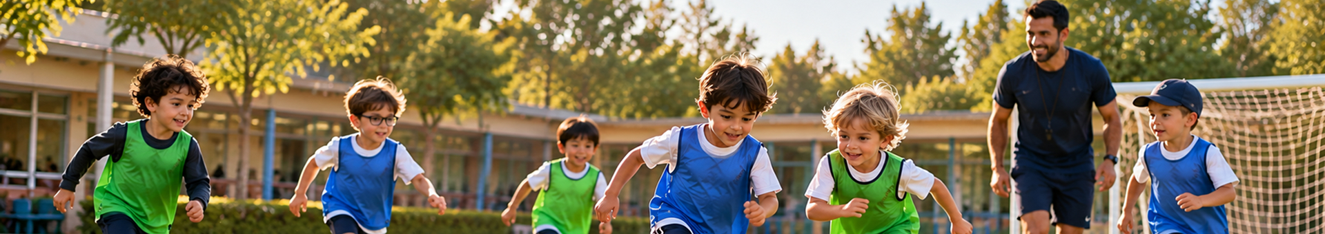 Niños de preescolar en una actividad extracurricular de fútbol en el campo de un jardín infantil en Chía